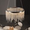 Exquisite Round Ceiling Chandelier, 3 Adjustable Light Settings, Adjustable Height Settings with Clear Octagonal Strings