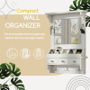 Floating Wall-Mounted Makeup Storage Vanity with HD Mirror, 3 Drawers, 5 Pockets, and 5 Metal Hooks
