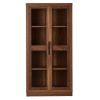 Ezra Glass Door Storage Accent Cabinet with 4 Compartments, 2 Adjustable Shelves and Warm Walnut Finish