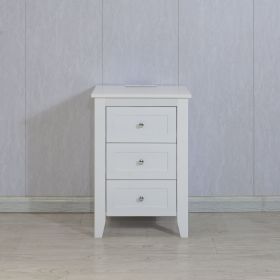 White 3 Drawer Nightstand with Charging Station and 2 USB Ports & 2 Power Outlets