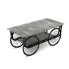 Black Rectangle Coffee Table with Wheel Design Base and Open Bottom Shelf