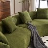 110” 4 Seater Green Sofa with 4 Matching Pillows and Chenille Fabric