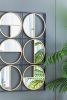 35” Harley Eclectic Styling Black & Gold Metal Wall Mirror with 9 Enclosed Circled Mirrors