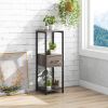 2 Piece 3 Tier Tall Metal Plant Display Stand with Drawer and Open Display Shelves