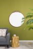 36" x 38.5" Round Wall Mounted Gold Mirror with Vintage Adornment Top Design and Gold Metal Frame