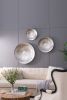 Set of 3, Silver Textured Oversized Disc Wall Decor in Stainless Steel and 3 Different Sizes