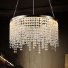 Exquisite Round Ceiling Chandelier, 3 Adjustable Light Settings, Adjustable Height Settings with Clear Octagonal Strings