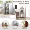 2 Piece 3 Tier Tall Metal Plant Display Stand with Drawer and Open Display Shelves