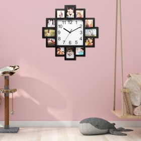 Photo Frame Picture Collage Clock with Crystal Quartz Movement and 12-Picture Display