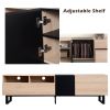 70” TV Entertainment Media Console Center with Drop Down Door, 2 Drawers and 4 Compartments for Ample Storage Space