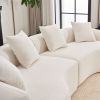 4 Seater White Sofa with Chenille Fabric and 4 Matching Pillows