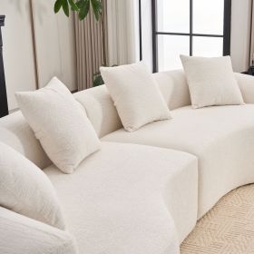 4 Seater White Sofa with Chenille Fabric and 4 Matching Pillows