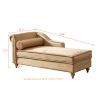 Modern Upholstery Velvet Chaise Lounge Chair with Hidden Storage, Matching Pillow and Gold Metal Legs