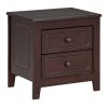 2-Drawer Classic Design Nightstand with Dark Walnut Finish