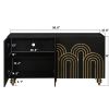 Black Modern Fluted Sideboard Buffet Cabinet with 4 Doors Storage and Adjustable Shelves