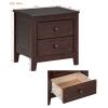2-Drawer Classic Design Nightstand with Dark Walnut Finish