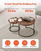 VEVOR Nesting Coffee Table Set with Vintage Brown Tabletops and Black Metal Frames