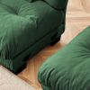 Green Chenille 2 Seater Cloud Couch with Matching Throw & Lumbar Pillows