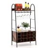 Baker's Rack with Detachable Wine Rack and 5 Rows of Stemware Glass Holders