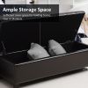 51” Tufted Ottoman Storage Bench with Lift Top Storage and Dark Brown Faux Leather Fabric