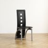 4 Piece Long Backrest Square Hollow Black Dining Chairs