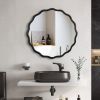 36" Round Modern Wall Mirror with Black Wavy Frame Design, HD Reflection and Perfect for Any Room