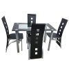 4 Piece Long Backrest Square Hollow Black Dining Chairs
