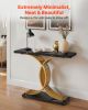 VEVOR 39” Black & Gold Console Table with Intertwined Geometric Metal Base and Rectangle Tabletop