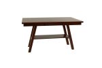 Dark Walnut Finish Rectangle Dining Table with Open Bottom Shelf