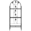 3 Layer Black Iron Plant Rack with Leaf Decorated Design and Anti-Tip Safety Attachment
