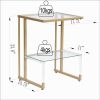 Gold & Acrylic 2 Tier Glass End Table with Open Bottom Shelf and L Shaped Frame
