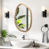 Irregular Wall Mirror with Asymmetrical Wood Frame Design and Wavy Accent Pattern