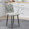 Set of 4, Gray Modern Suede Fabric Dining Room Chairs with Button Tufted Diamond Shape Design