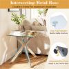 20" x 20" x 22.5" Side End Table with Clear Tempered Glass Top and Silver Intersecting Metal Legs