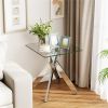 20" x 20" x 22.5" Side End Table with Clear Tempered Glass Top and Silver Intersecting Metal Legs