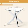 20" x 20" x 22.5" Side End Table with Clear Tempered Glass Top and Silver Intersecting Metal Legs