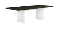 78" Carene White & Brown Finish Dining Table with Curved Ridged Line Legs and 18" Leaf