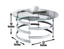Gray Tayside Coffee Table with Round Chrome Plated Base and Tempered Clear Glass