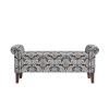 Conrad Storage Ottoman with Floral Bonsai Fabric Pattern, Lifttop, Rolled Arms, and Handcrafted Pewter Nailhead Trim