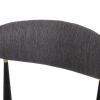 Set of 2, Gray Bar Stools with Black Iron Toothpick Style Leg Design, Gold Armrests, Iron Footrest & Curved Backrest