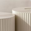 Beige Nesting Coffee Table Set of 2 with Wave Stripe Design