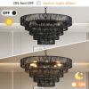 Rustic 5-Tier Chandelier with Handwoven Black Hemp Rope Shades and 8 Light Sockets