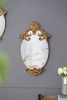 26" Decorative Oval Silhouette Gold Accents Wall Mirror with Alluring Antique Scrollwork Design