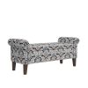 Conrad Storage Ottoman with Floral Bonsai Fabric Pattern, Lifttop, Rolled Arms, and Handcrafted Pewter Nailhead Trim