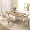 Rectangle Extendable Dining Table with Hidden Tabletop Storage for Leaf and Seats 6-10 People