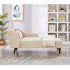 Beige Velvet Modern Chaise Lounge Chair with Removable Pillow and Tilted Backrest & Curved Armrests