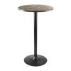 Round Cora Pub Table with Faux Marble Top and Black Metal Base