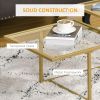HOMCOM Gold Metal Coffee Table with Double Tabletops, 2 Different Heights and Clear Tempered Glass