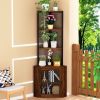64” 6 Tier Corner Storage Cabinet Stand with Charging Stations, Built-In Wine Glass Rack and Iron Mesh Bottom Door