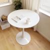 5 Piece White Modern Dining Set, 31.5” Round Dining Table and 4 Upholstered Boucle Chairs